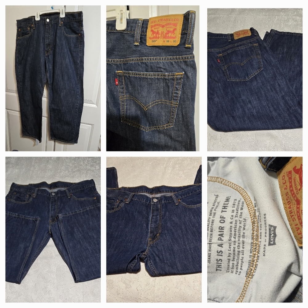 LEVIS 569 Y2K WOMEN'S DENIM JEANS 38X30 RELAXED LOOSE FIT STRAIGHT LIGHT WASH